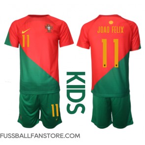 Portugal Joao Felix #11 Replik Heimtrikot Kinder WM 2022 Kurzarm (+ Kurze Hosen)